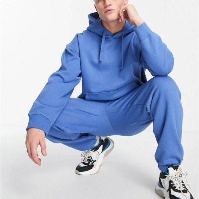 Custom Mens Oversized Tracksuit Manufacturer - Royal Blue Heavyweight Hoodie Set | Streetwear Manufacturer