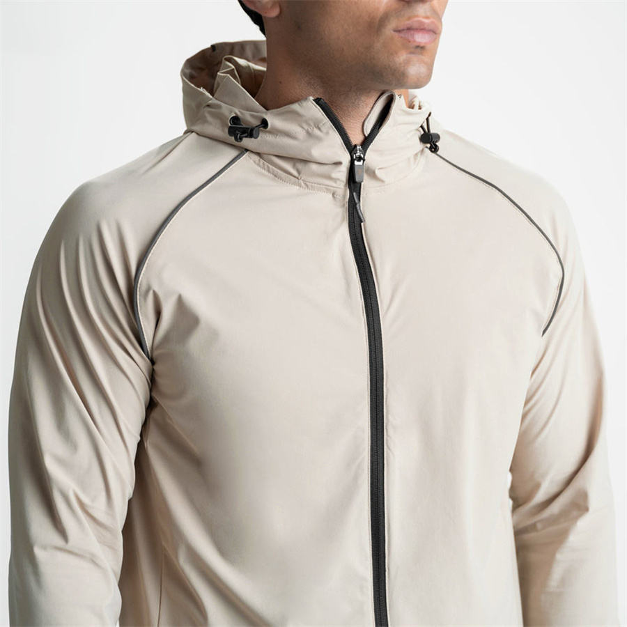 Full zip running hoodie with raglan sleeves and thumbholes