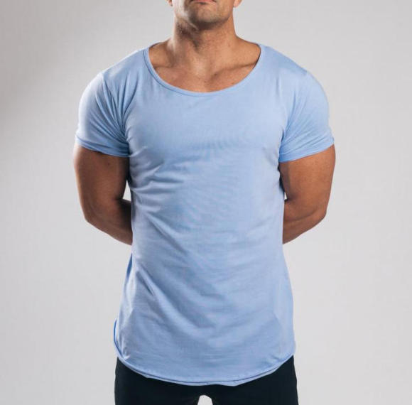Custom T Shirt Manufacturer - Mens Scoop Neck Curved Hem Tee | High Quality Private Label Supplier