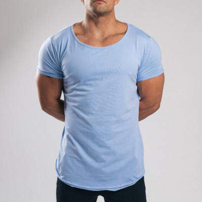 Custom T Shirt Manufacturer - Mens Scoop Neck Curved Hem Tee | High Quality Private Label Supplier