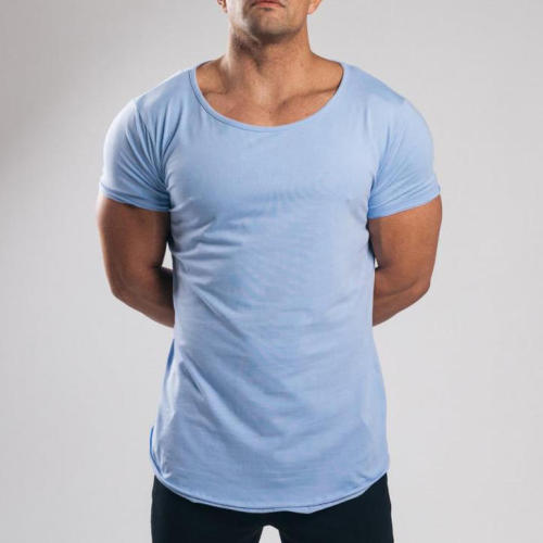 Custom T Shirt Manufacturer - Mens Scoop Neck Curved Hem Tee | High Quality Private Label Supplier