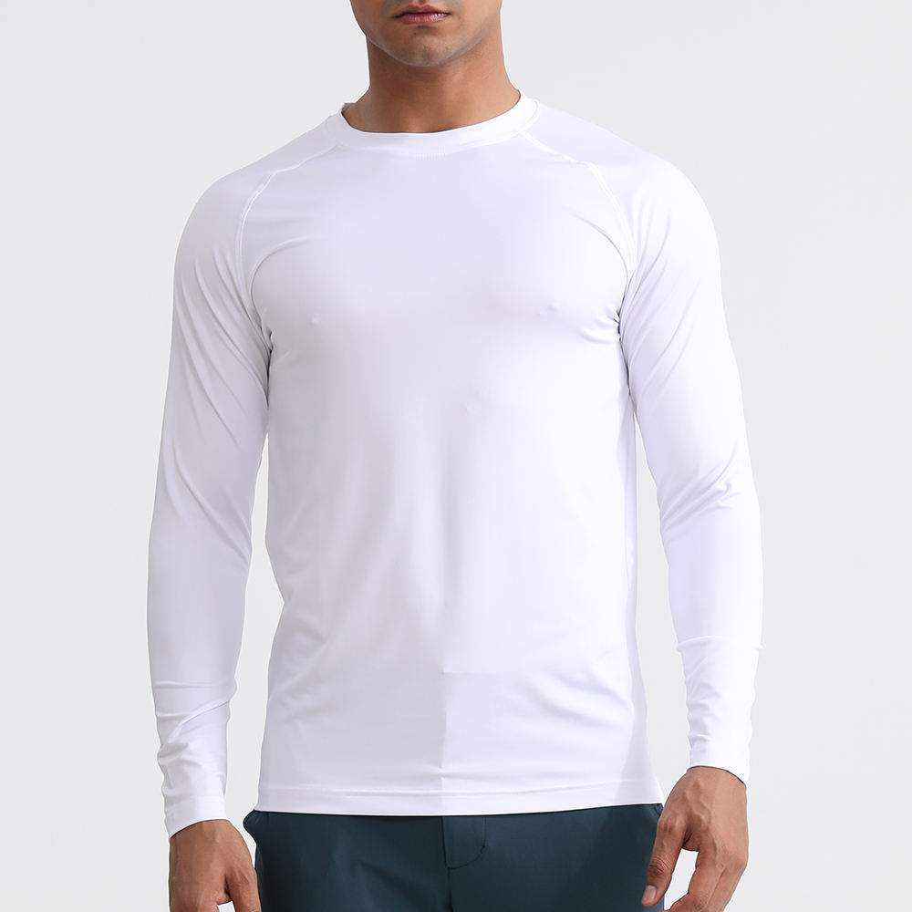 Mens rash guard long sleeve crew neck athletic fit