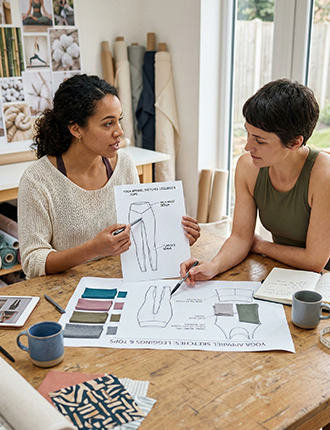 Custom activewear design consultation and free manufacturing quote for startup brands.