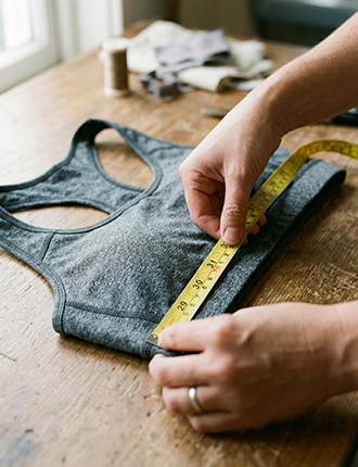 Activewear sample prototyping and fit testing to ensure perfect sizing.