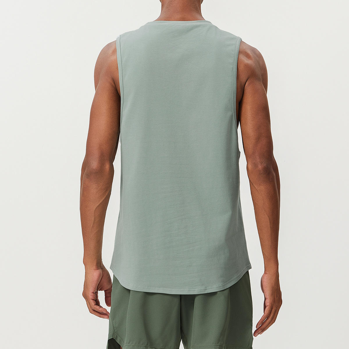 Blank gym tank tops for men back view muscle fit