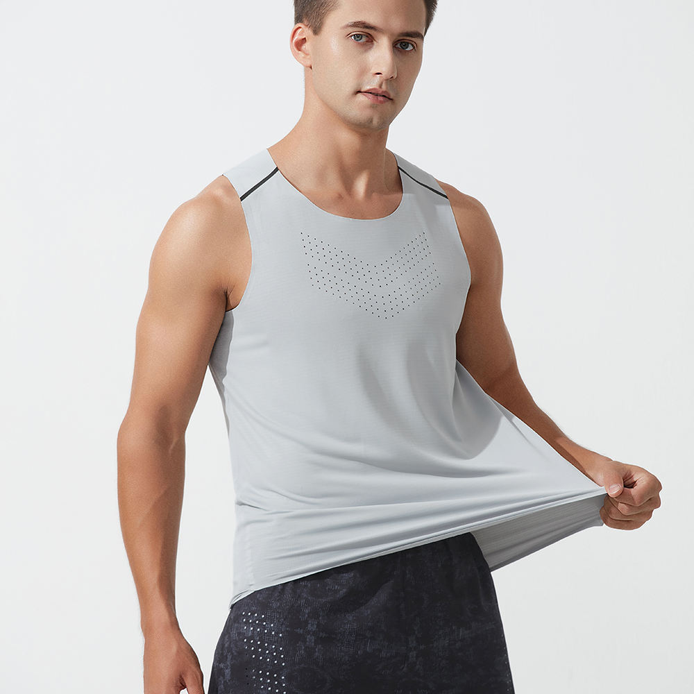 Custom sportswear manufacturer mens running singlet grey