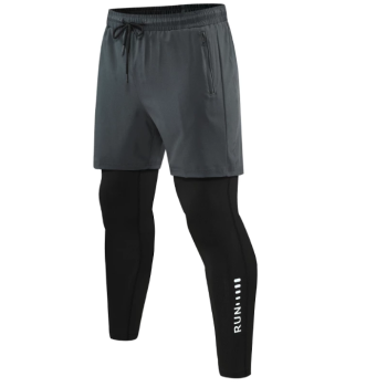 2 in 1 Compression Running Pants - Custom Mens Workout Pants for Night Jogging | Athletic Wear Manufacturer