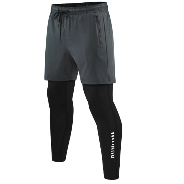 2 in 1 Compression Running Pants - Custom Mens Workout Pants for Night Jogging | Athletic Wear Manufacturer