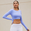 Laser Cut Long Sleeve Crop Top - Custom Womens Yoga Tops for Studio Fitness | Crop Top Manufacturer