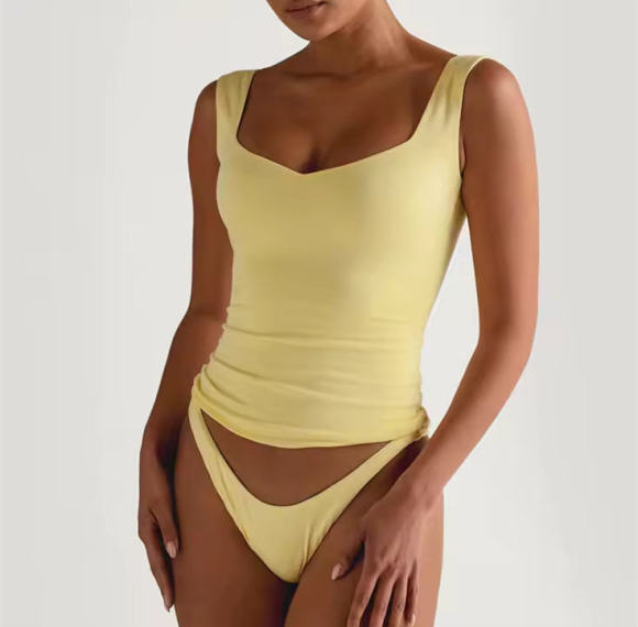 Square Neck Open Back Tank - Custom Womens Yoga Tops for Studio Fitness | Gym Tank Tops Manufacturer