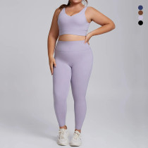 High Waisted Plus Size Workout Set - Strappy Back Activewear | Yoga Set Manufacturer