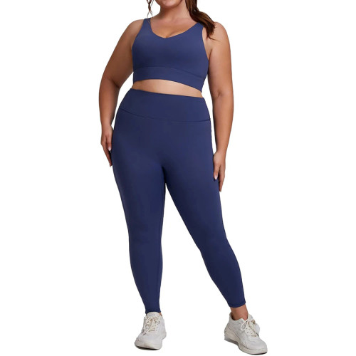 High Waisted Plus Size Workout Set - Strappy Back Activewear | Yoga Set Manufacturer