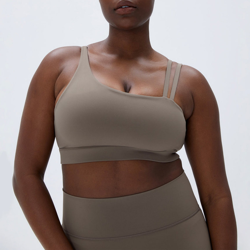 Custom asymmetrical plus size sports bra dark blue