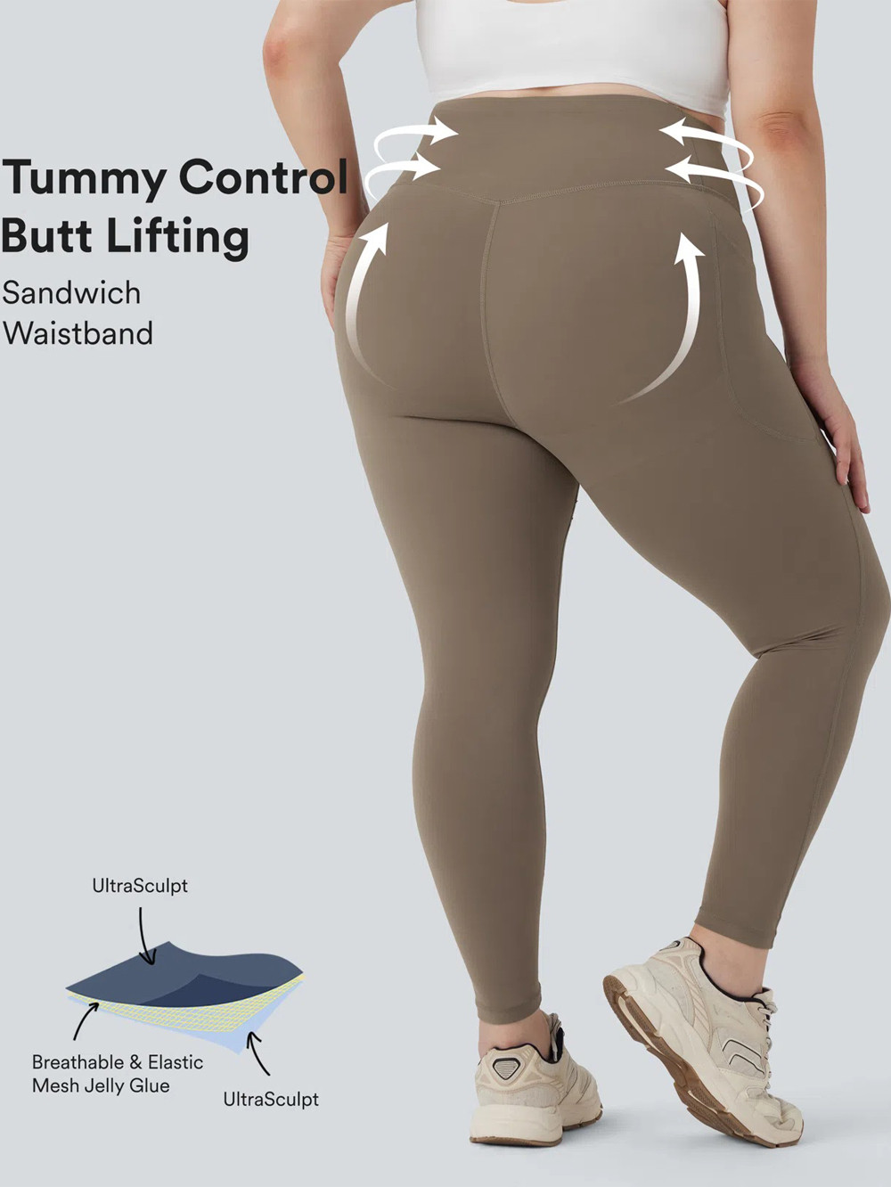 Butt lifting leggings high waisted plus size fit