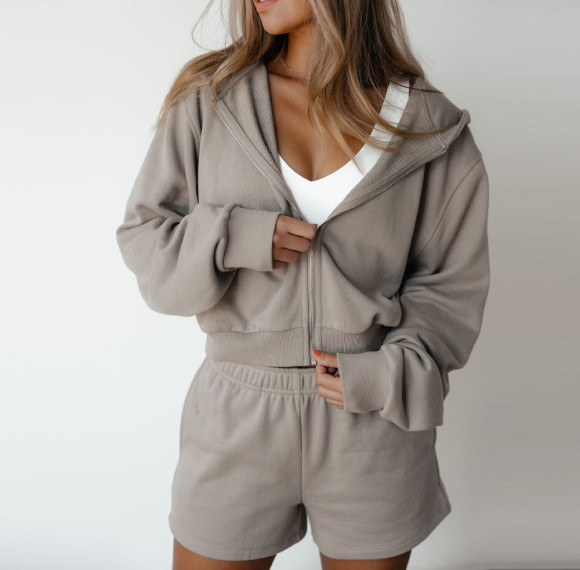 Premium Zip Up Summer Tracksuit Custom Short Sweat Suit & Activewear Manufacturer