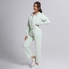 Tailored Pintuck Straight Leg Cropped Zip Up Custom Cotton Blend Tracksuit Set Manufacturer