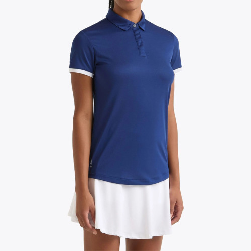 Club-Ready Contrast Trim Custom Golf Polo Shirts Womens Zip Up Tennis Apparel Manufacturer