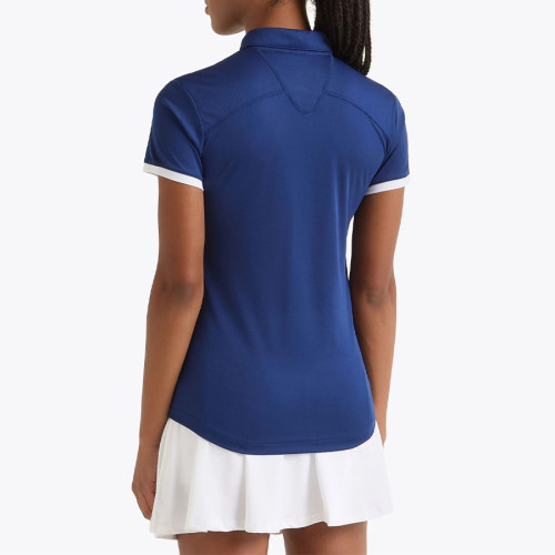 Club-Ready Contrast Trim Custom Golf Polo Shirts Womens Zip Up Tennis Apparel Manufacturer