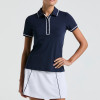 Chic Pique Fabric Contrast Trim Custom Golf Polo Shirts Womens Classic Button Activewear Factory