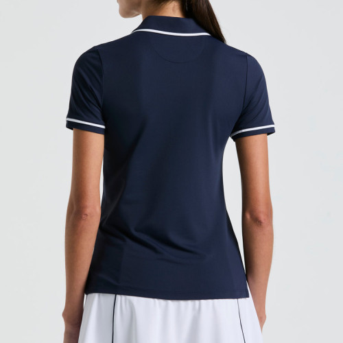 Chic Pique Fabric Contrast Trim Custom Golf Polo Shirts Womens Classic Button Activewear Factory