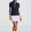 Chic Pique Fabric Contrast Trim Custom Golf Polo Shirts Womens Classic Button Activewear Factory