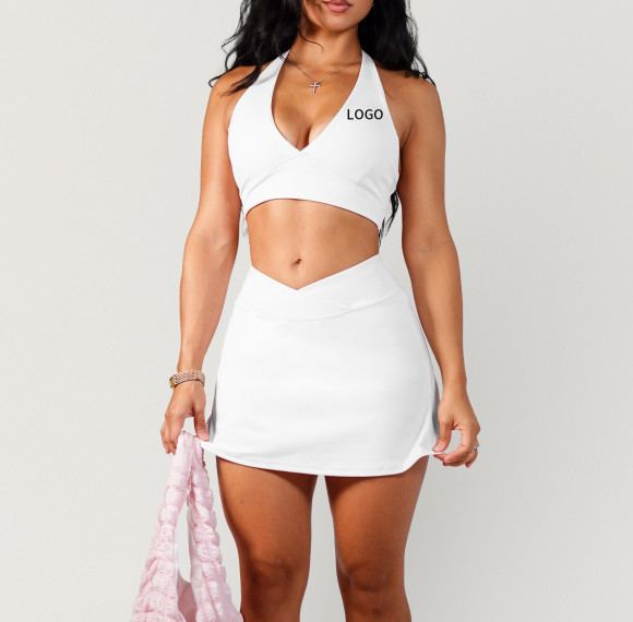 Chic V Waist Halter Custom Tennis Outfits - Private Label Pickleball Set Manufacturer