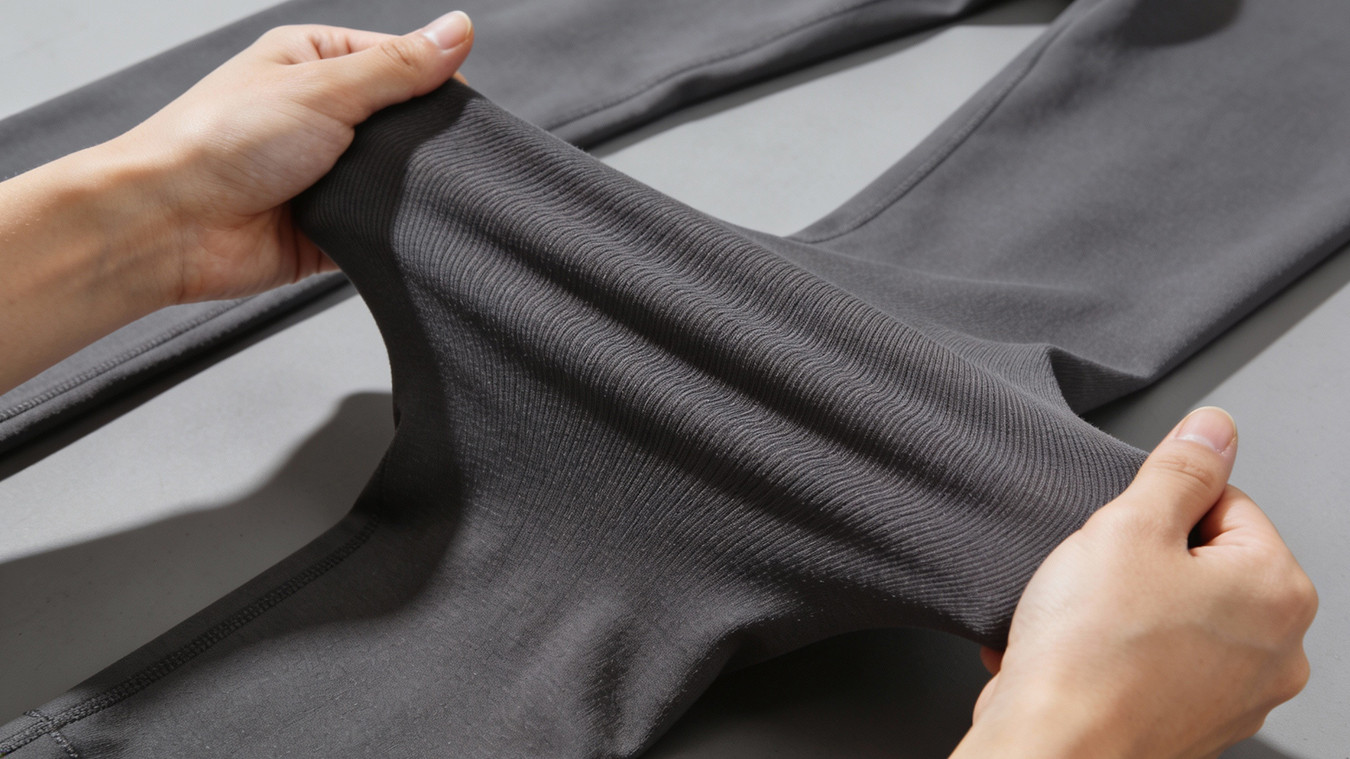 Call The Style testing 4-way stretch activewear fabric to ensure accurate sizing and fit.