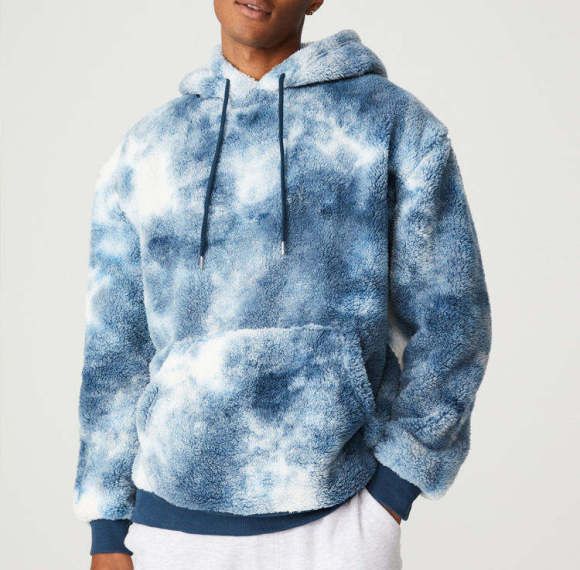 Custom Mens Tie Dye Sherpa Fleece Pullover Hoodies - Private Label Winter Apparel Manufacturer