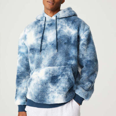 Custom Mens Tie Dye Sherpa Fleece Pullover Hoodies - Private Label Winter Apparel Manufacturer