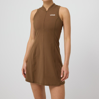 Breathable Half-Zip Custom Tennis Dresses With Built-in Shorts - Padel Apparel Manufacturer