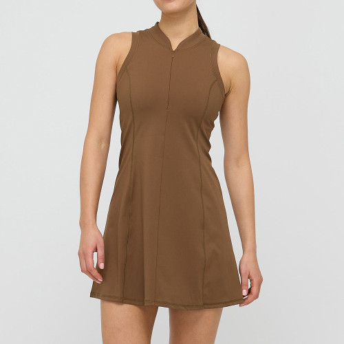 Breathable Half-Zip Custom Tennis Dresses With Built-in Shorts - Padel Apparel Manufacturer