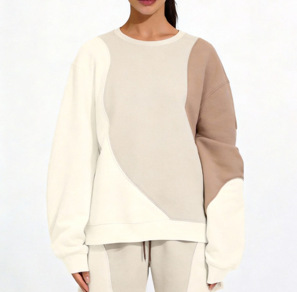 Chic Color Block Custom Oversized Sweatshirts With French Terry - Crewneck Sweatshirt Manufacturer