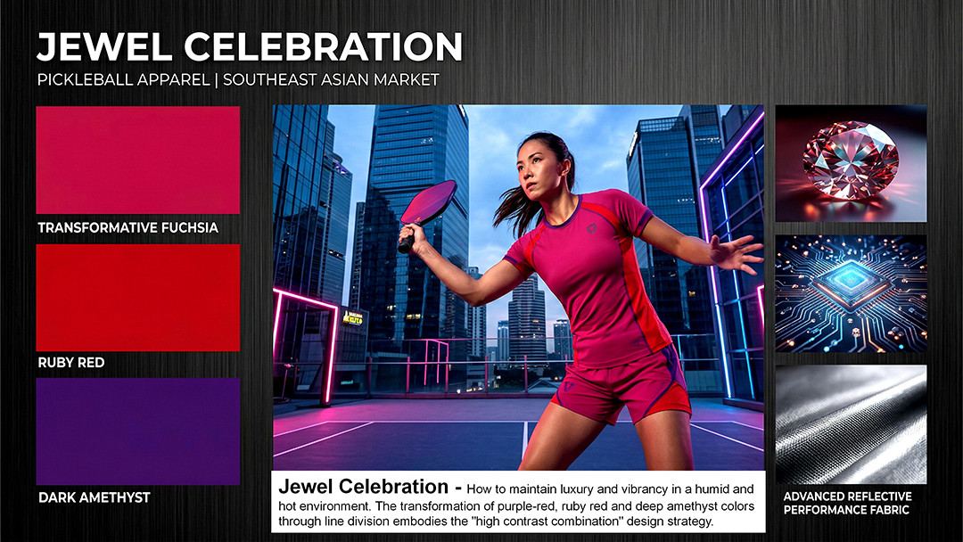 High-contrast vibrant pickleball sportswear by Call The Style, designed for Southeast Asia extreme humidity.