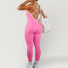 Nylon Spandex Ribbed Custom Workout Jumpsuits With Built-In Bra - Jumpsuit Manufacturer