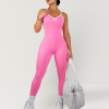 Nylon Spandex Ribbed Custom Workout Jumpsuits With Built-In Bra - Jumpsuit Manufacturer