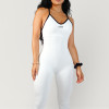 Nylon Spandex Ribbed Custom Workout Jumpsuits With Built-In Bra - Jumpsuit Manufacturer