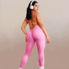 Scrunch Butt Deep V Halter Custom Yoga Unitards With Built-In Bra - Jumpsuit Manufacturer