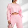 Ultra Soft Cotton Blend Open Back Split Cropped Sweatshirt and Matching Casual Sweatsuit