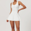 Zip Front 78 Nylon 22 Spandex Racerback Tennis and Pickleball Dress with Built in Shorts