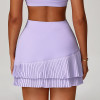 Pleated 78 Nylon 22 Spandex Wide Waistband Tennis and Golf Skort with Built in Pocket Shorts