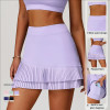 Pleated 78 Nylon 22 Spandex Wide Waistband Tennis and Golf Skort with Built in Pocket Shorts