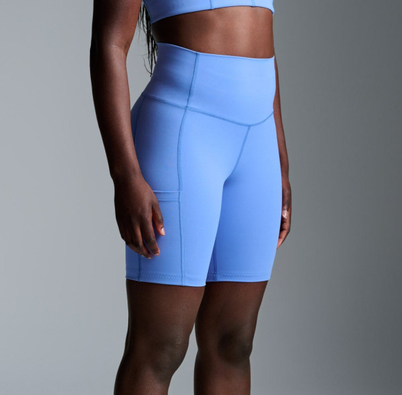 Matte 70 Nylon 30 Spandex Squat Proof High Waisted Compression Biker Shorts with Pockets