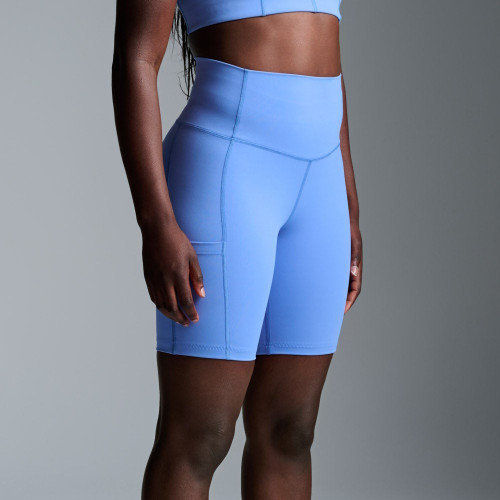 Matte 70 Nylon 30 Spandex Squat Proof High Waisted Compression Biker Shorts with Pockets