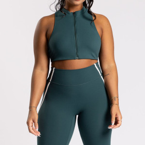 Buttery Soft High Neck Full Zip Front Racerback High Support Workout and Athletic Sports Bra