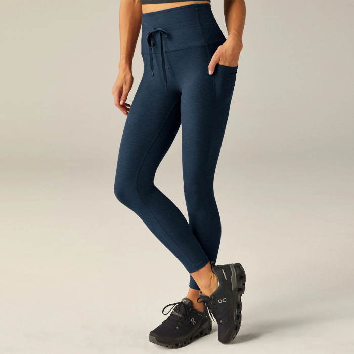 Naked Feel High Waisted Drawstring Tie Waist Side Pocket Athletic Workout Yoga Leggings