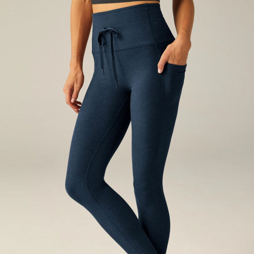 Naked Feel High Waisted Drawstring Tie Waist Side Pocket Athletic Workout Yoga Leggings