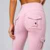 Scrunch Butt Cargo Pocket Flare Leggings And Scoop Neck Sports Bra Matching Workout Yoga Set