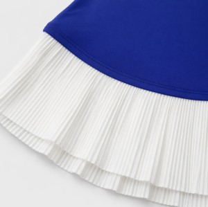 Color Block Cutout Back Pleated Built In Shorts With Pockets Sleeveless Tennis And Golf Dress