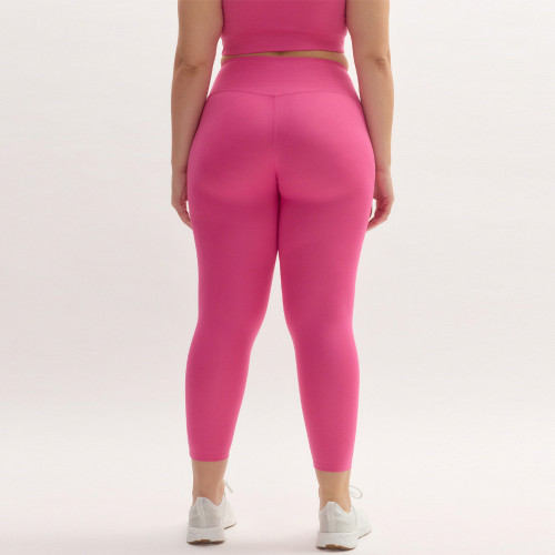 High Waisted Squat Proof Hidden Pocket V Back Plus Size Pink Yoga Set