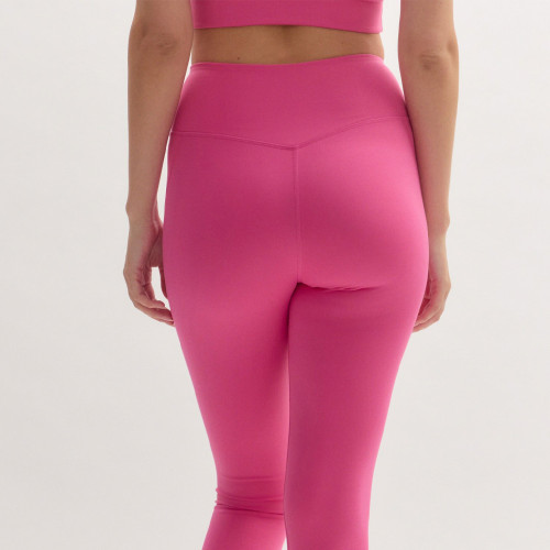 High Waisted Squat Proof Hidden Pocket V Back Plus Size Pink Yoga Set